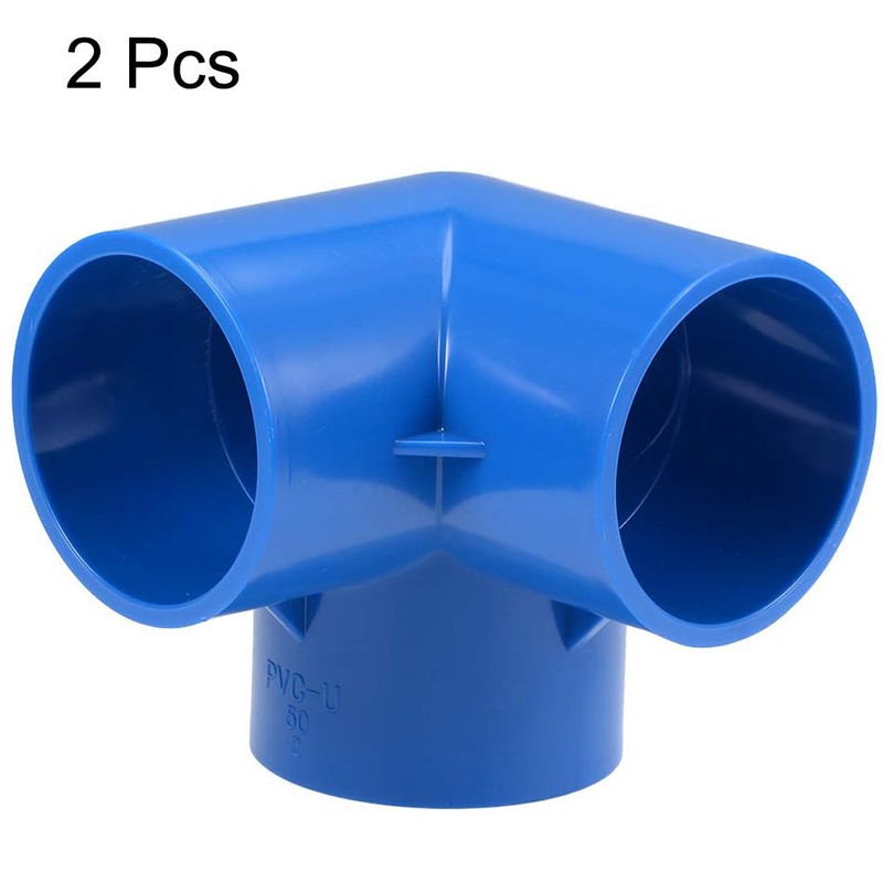 TOP-VIGOR 2Pcs 50mm 3 Way Elbow PVC Pipe Fitting, Tee