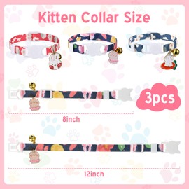 YASUOA 3-Piece Breakaway Cat Collar Set, Removable Bell, Quick Release, Suitable for Kittens, Cats, Dogs, and Small Pets