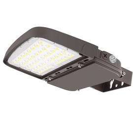 Xbuyee 150W LED Parking Lot Light with Dusk to Dawn Photocell, Dimmable Commercial Outdoor Shoebox Lights with Trunnion Mount, 130LM/W 5000K 100-277V IP65, Power Selectable (75W/100W/150W) ETL Listed