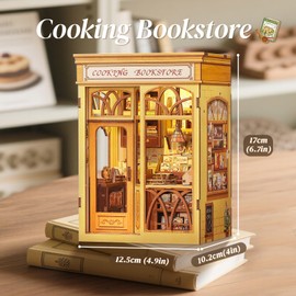 CUTEBEE Book Nook Kit - DIY Dollhouse, Miniature House DIY Construction Kit for Adults, Home Booknook Deco (Cooking Bookstore)