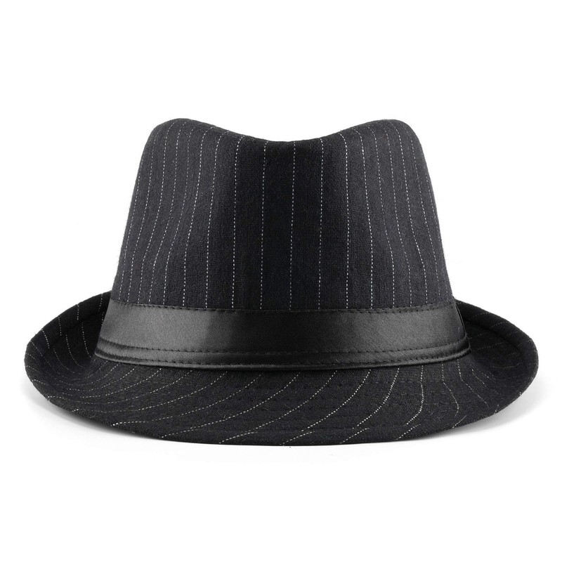 Faletony Unisex Classic Manhattan Structured Gangster Trilby Fedora Hat Black