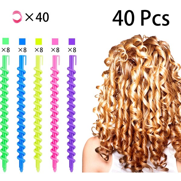 40 Pieces Spiral Hair Perm Rod Spiral Rod Plastic Long Barber Hairdressing Styling Curling Perm Rod Hair Rollers Salon Tools for Women Girls (6.10 x 0.24 Inch)