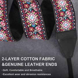 BestSounds Camera Strap Jacquard Fabric 2 Inch Shoulder Strap for All DSLR Cameras Men Women Photographers, jacquard rose red