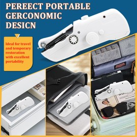Handheld Sewing Machine, Portable Mini Sewing Machines with Accessories, Electric Hand Stitching Machine for Beginners Adults,Easy to Use Suitable for Stitching Clothes,Family Travel,DIY (white)