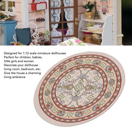1:12 Dollhouse Round Carpet, Miniature Dollhouse Accessories, Diameter Exquisite Vintage Miniature Woven Rug Dollhouse Decor for Dollhouse Living Room Bedroom (C01 Small Flower)