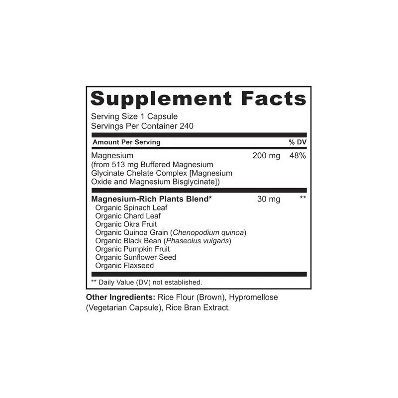 Magnesio Glicinato Quelado 200 mg Magnesium Glycinate Chelate Supplement, 240