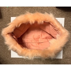 Ryan Roche For Beauty.com Nude Pink Faux Fur Cosmetic Bag Clutch Case New