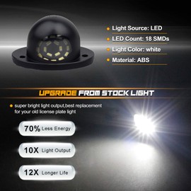 NDRUSH Lámpara LED para placa de matrícula con enchufe de cableado para enchufes compatible con Dodge Ram 1500 2500 3500 1994-2001 Pickup, 6500K blanco