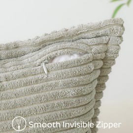 Sungeek Set of 4 Corduroy Cushion Covers, Decorative Cushion Covers, Soft Cushion Cover, Decorative Cushion, Sofa Cushion, Couch Cushion Cover, Decorative Cover for Sofa, Bedroom, Living Room (Light