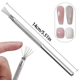 7-pin Nail Liner Brush Nail Art Tools, 2pcs Stainless Steel Nail Liner Brushes Bendable Needle Ultra-thin Line Nail Brush Set Spider Gel Nail Art Brushes Manicure Tool Nail Art Pens for Painting Nails