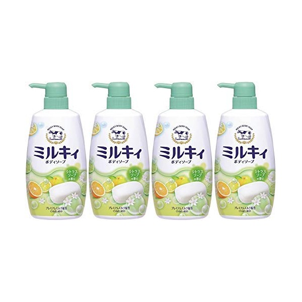 Milky Body Soap, Citrus Soap Scent, Pump, 19.3 fl oz (550 ml) x 4 Packs