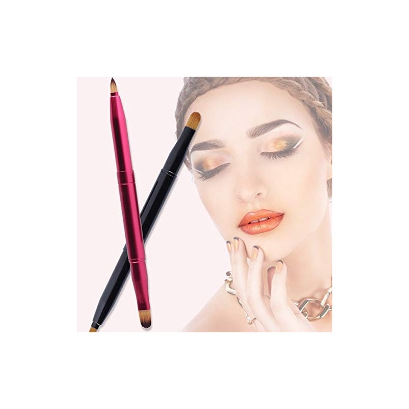 2 Pcs Retractable Lip Brushes Portable Dual End Lipstick Brush