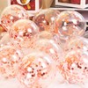YINCHI 50 12-inch Transparent Latex Balloons with Rose Gold Confetti