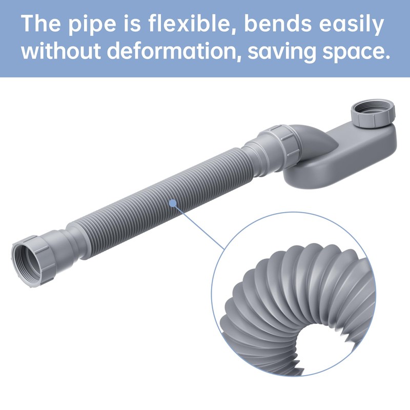 Low Profile Flexible Bathtub Shower Drain Pipe Kit - Flat