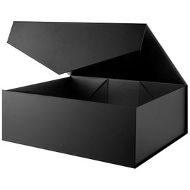 JINGUAN 19.2x15.8x7 Inches, Extra Large Gift Box with Lid, Black Gift Box with Magnetic Closure, Groomsman Proposal Box, Giant Gift Box for Clothes and Large Gifts (Matte Black)