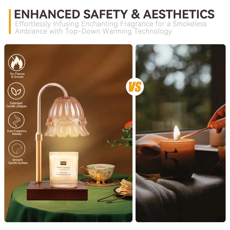 TOACSUCP Candle Warmer Lamp with 3 Bulbs, Adjustable Height Dimmable