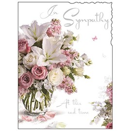 Jonny Javelin Sympathy Card (JJ4338) - In Sympathy - Bouquet Of Flowers - Silver Embossed