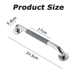 201 Stainless Steel Grab Bar Bathroom, Heavy-Duty Shower Hand Rail, Wall-Mounted Grab Handle, Anti-Slip Grip Textured Rubber Coating for Secure Hold in Showers/Stairs