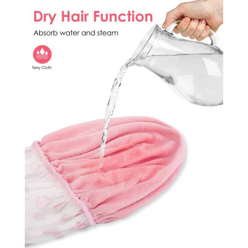Auban Shower Cap, Shower Cap for Women Terry Cloth Lined