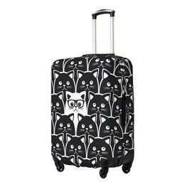 Richugui Cute Black and White cat Pattern Luggage Cover Elastic Washable Stretch Suitcase Travel Suitcase Protector Anti-Scratch Cover for Kid and Adult,M (22-24 inch)