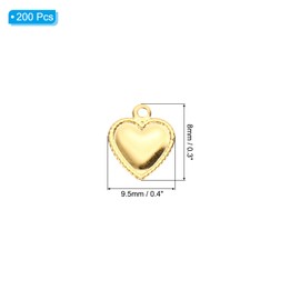 PATIKIL Jewelry Making Charm, 200Pcs Heart Pendants Heart Charm Plastic for DIY Necklace Bracelet Earring Crafts, Golden