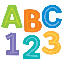 Carson Dellosa 76-Piece Modern Cutout Letters, 4" Colorful Uppercase Alphabet, Numbers, Punctuation, and Symbols for Bulletin Board, Posterboard, Party, and Classroom Decor