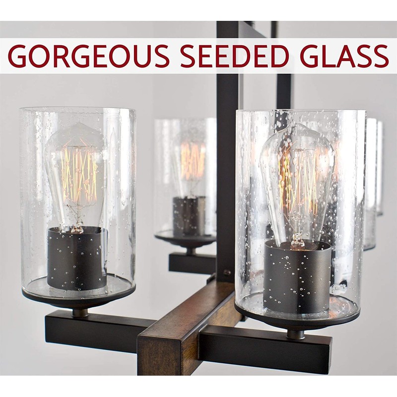 6 Pack Clear Seeded Glass Lamp Shades, 5.9in Height, 3.9in