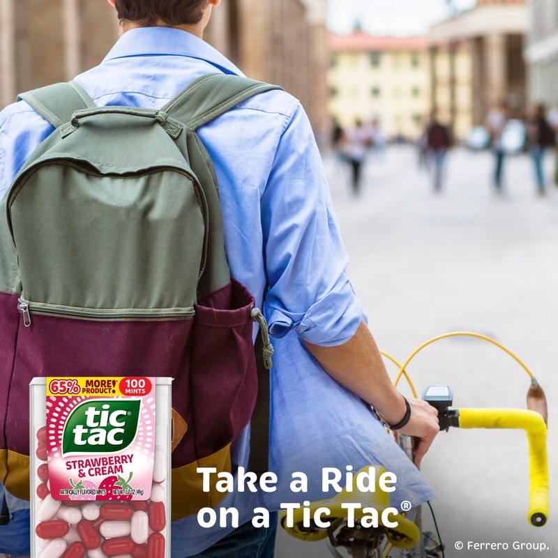 Tic Tac Strawberry & Cream, On-the-Go Pocket-Sized Mints, 100 pieces,