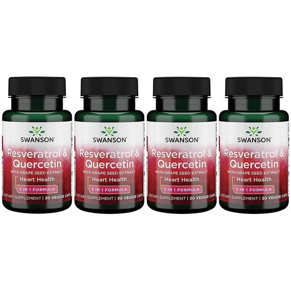 Swanson Resveratrol & Quercetin 30 Veg Capsules (4 Pack)