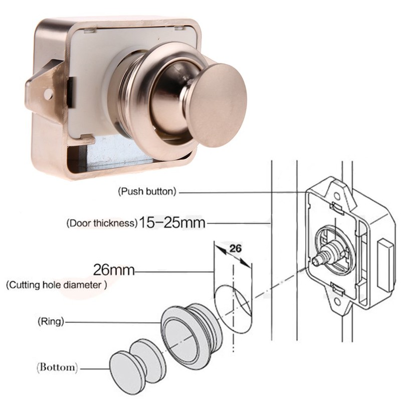 MASO 2pcs Push Lock Push Button Latch Keyless Door Lock
