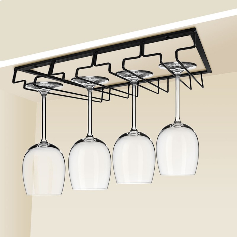 Black Wine Glass Storage Rack Organizer Hanger Holder Kitchen Bar