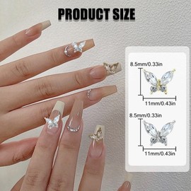 3D Butterfly Nail Charms,20PCS Gold Silver Metal Butterfly Nail Rhinestones Charms,Nail Gems Nail Accessories for Women Girls Nail Art Design Decorations DIY Crafts