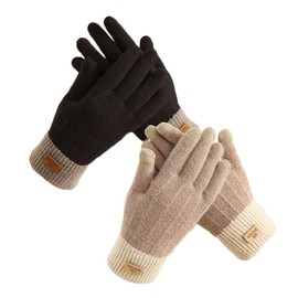 Winter Gloves Women Touchscreen Warm Cold Weather Gloves Ladies (Khaki and Black)