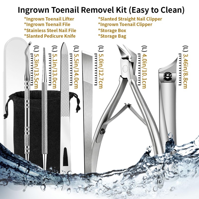 Ingrown Toenail Removal Kit, Precision Series 6-Piece Stainless Steel Ingrown