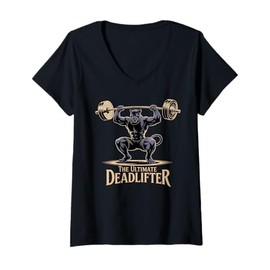 Womens Kid Black Panther Deadlifter Funny Workout Gym Black Panther V-Neck T-Shirt