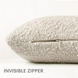 ROMANDECO Boucle Decorative Lumbar Pillow Cover for Couch Set of 1, 12x20 inches, Beige