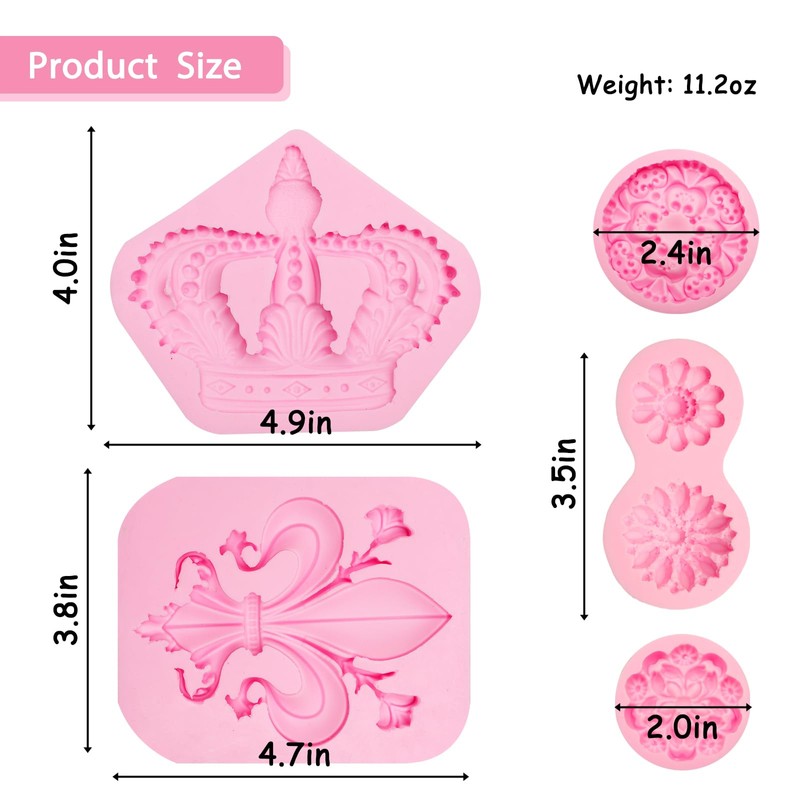 Royal Crown and Gem Silicone Mold Set, Baroque Style Clay
