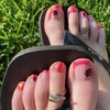 MERVF Press on Toenails for Women Red Glitter French Tip
