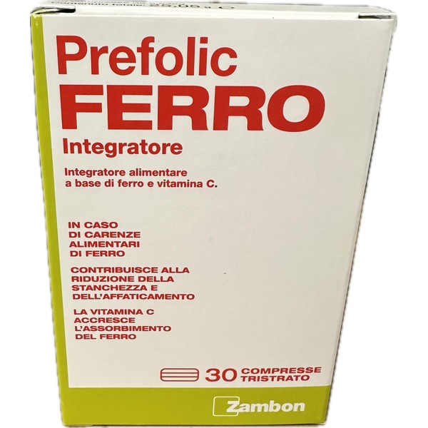 Zambon Prefolic FERRO 30 Compresse Tristrato - Integratore Alimentare a Base di Ferro e Vitamina C