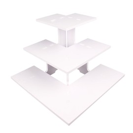 WANLIAN 3-Tier Corner Retail Table Display Stand, Portable Display Rack Shelves for Vendors, Craft Shows, Farmers Market, Pop Up Shop Countertop White Risers for Display, Soap, Candles, Tumblers