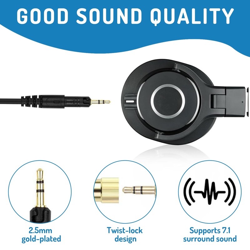 Adhiper Replacement Audio Cable Compatible with ATH-M50X M40X M60X M70X
