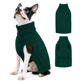 AOFITEE Dog Sweater, Medium Dog Sweater Girl Boy, Soft Turtleneck Pet Pullover for Winter Fall, Green Dogs Sweaters Dogs Knitwear for Jack Russell, Mini Dachshund, Boston Terrier, Schnauzer, Green M