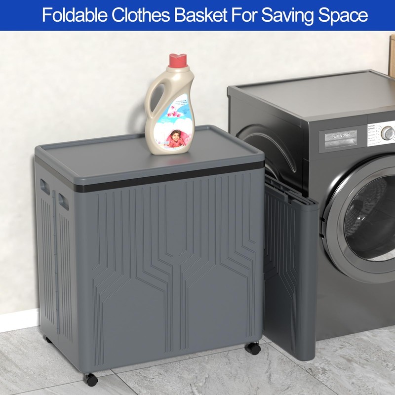 120 L Large 2 Section Laundry Hamper with Lid and