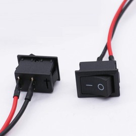 TWTADE 10Pcs Rocker Switch ON/Off 2Pin Latching Square Toggle SPST Switch Snap with Wires KCD1-X-F