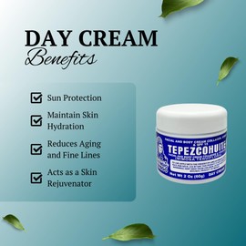 DEL INDIO PAPAGO Facial Day Skin Cream with Tepezcohuite 60g Small - Corporal Colageno Y Vitamina E - Hydrates the Skin