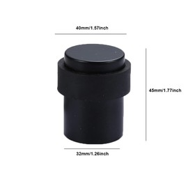 SEIWEI Door Stop, 45mm Heavy Duty Round Stainless Steel for Bedroom Bathroom Office with Rubber Buffer Ring(Black)