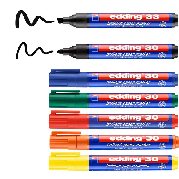 edding Colourful Flipchart Kit - flipchart Pens - Set of 7 - bright, vibrant colours - no bleed-through on paper - for sketchnoting at visual meetings - flipchart Pens in assorted colours