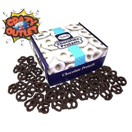 CrazyOutlet Gift Box Gourmet Dark Chocolate Covered Mini Pretzels, 2.5 Lbs