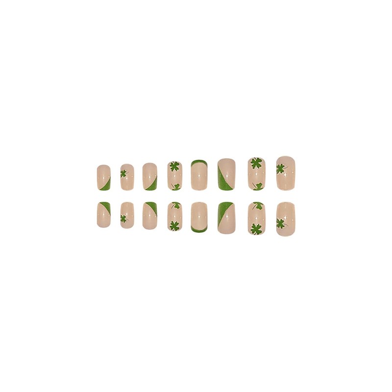 St Patricks Day French Press on Nails Short Square RIICFDD