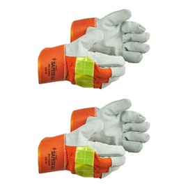 SAFEGEAR, High Visibility Winter Gloves, Split Cowhide Leather Palm, Reflective, X-Large, 2-Pack